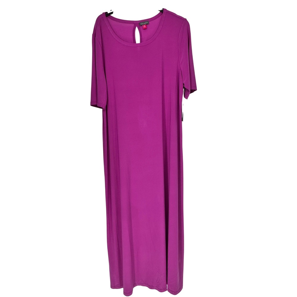 Vince Camuto Maxi Dress Womens XL Magenta Purple New Short Sleeve Keyhole Back